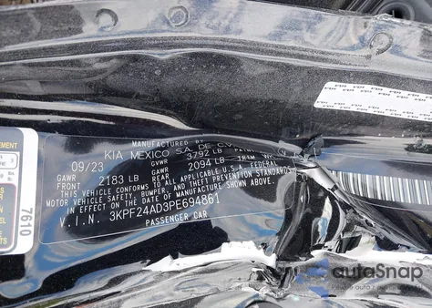 2023 Kia Forte Lxs from USA, damaged, VIN 3KPF24AD3PE694861